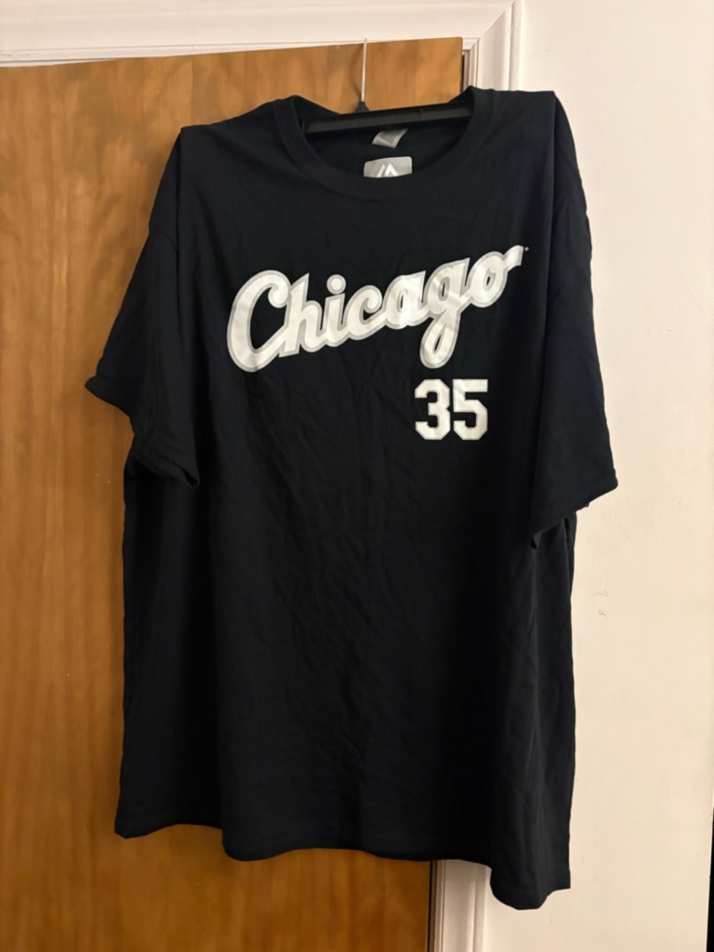Majestic Black Chicago Script Tee with White 35